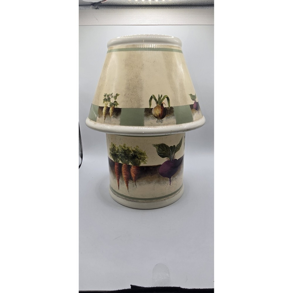 Carson Home Accents Ceramic Lamp‎ Shade Vegetable Pattern Beige Green Multicolor